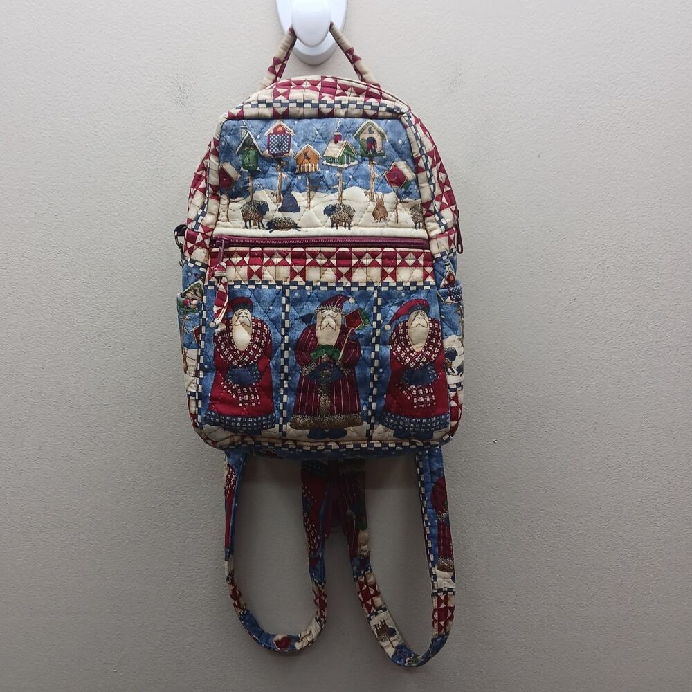 Vintage Whimsical Christmas Scene Small Backpack Bag Retro Festive Santa Y2K